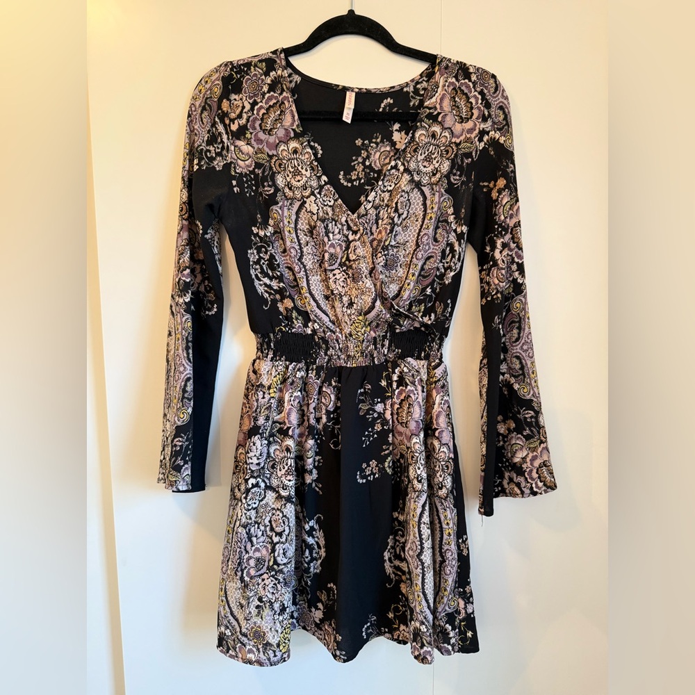 Floral Black and Purple Women's Dress